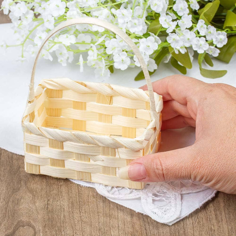 Rectangle Bamboo Basket with Handle - Sold Individually