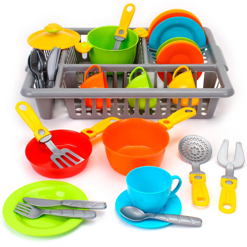 Play Dishes for Kids Kitchen - 33 Pcs Pretend Play- Made in Ukraine