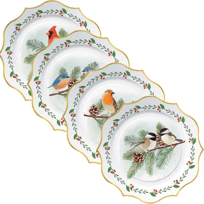 Snow Day Birds Paper Dessert Plates