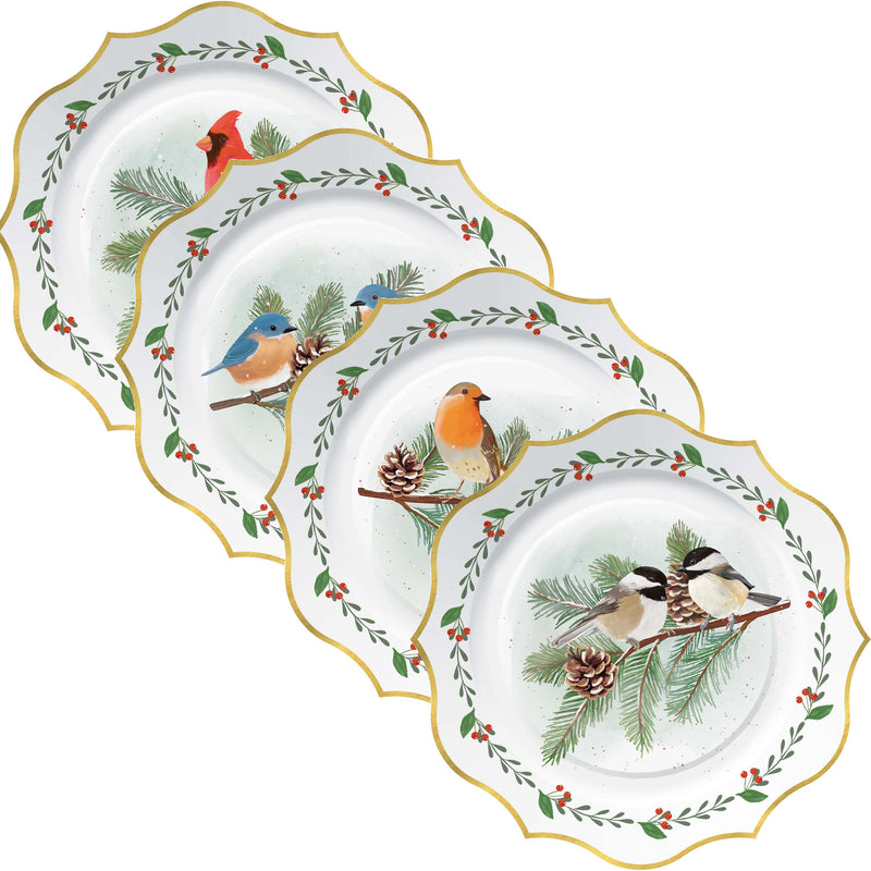 Snow Day Birds Paper Dessert Plates