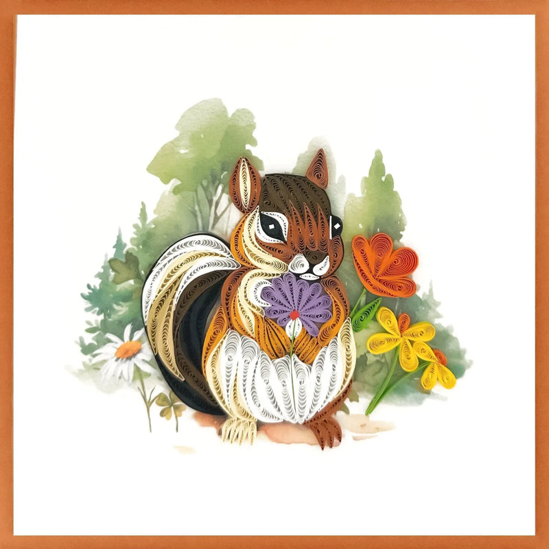 Chipmunk With Flower Quilling Card