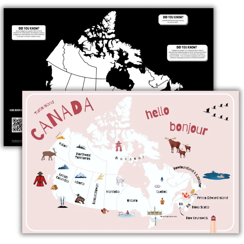 Reusable Double Sided Map of Canada Placemat For Kids