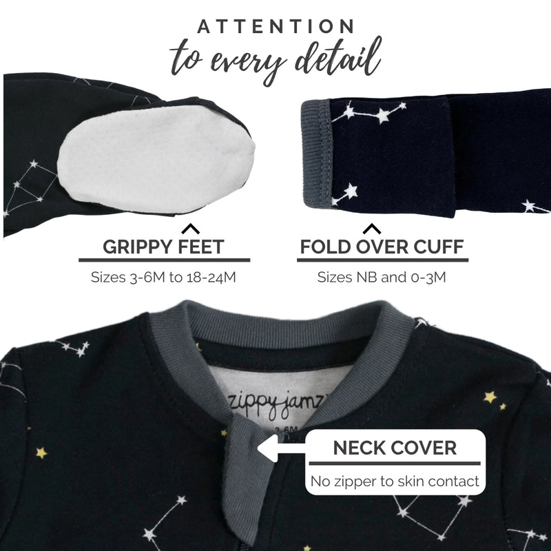 Galaxy Love - Navy - Babysuit - Footed- Zippy Jamz
