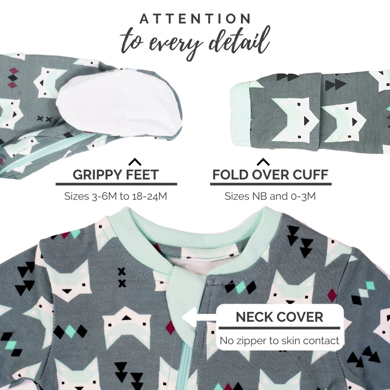 Quiet Fox - Babysuit - Footed-  Zippy Jamz