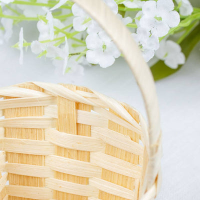 Mini Woven Bamboo Basket with Handle - Sold Individually