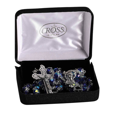 Rosary Blue Aurora Borealis Glass 21L