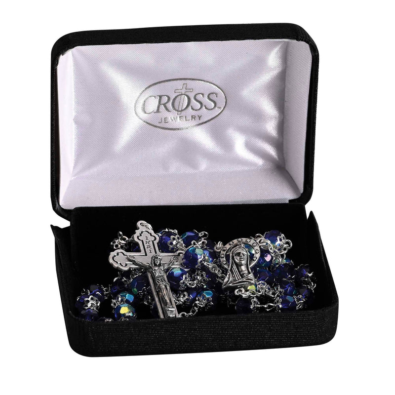 Rosary Blue Aurora Borealis Glass 21L