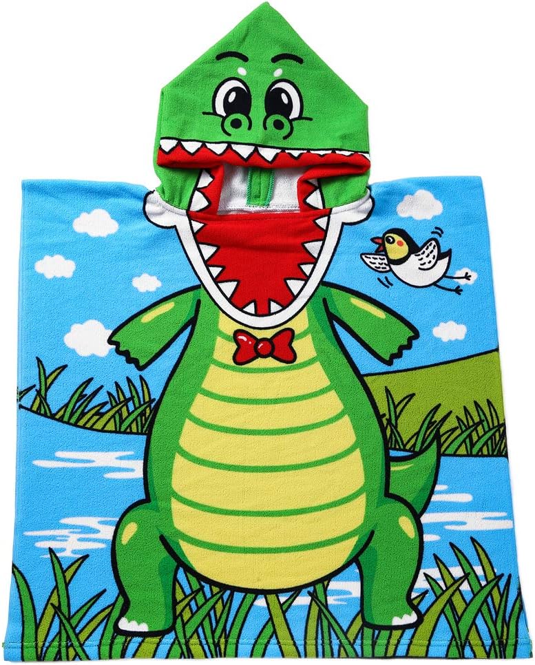 Kids Dinosaur Patterned Hoodie Towel