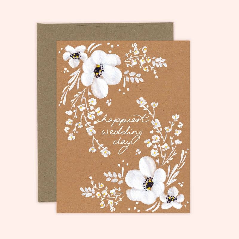 Happiest Wedding Day Floral Card
