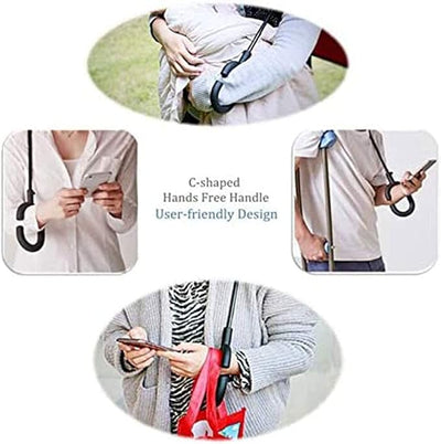 Leaf Print Double Layer Inverted Umbrella Shaped Handle