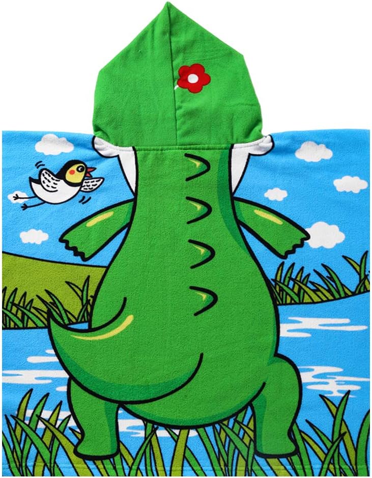 Kids Dinosaur Patterned Hoodie Towel
