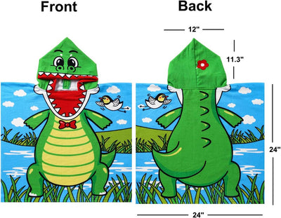 Kids Dinosaur Patterned Hoodie Towel