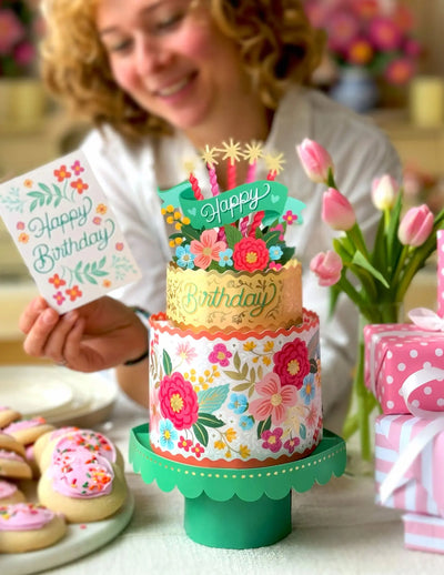 Blooming Birthday Cake Pop-up Greeting Card