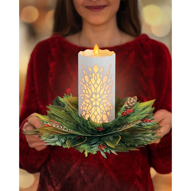 Light Up Holiday Candle Pop-Up Greeting Card