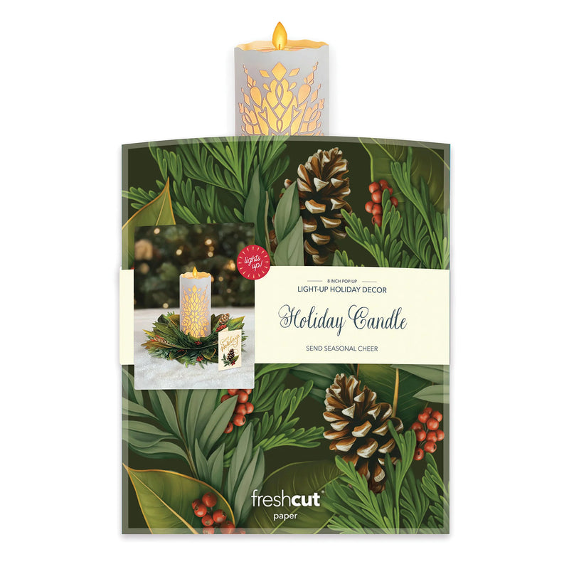 Light Up Holiday Candle Pop-Up Greeting Card