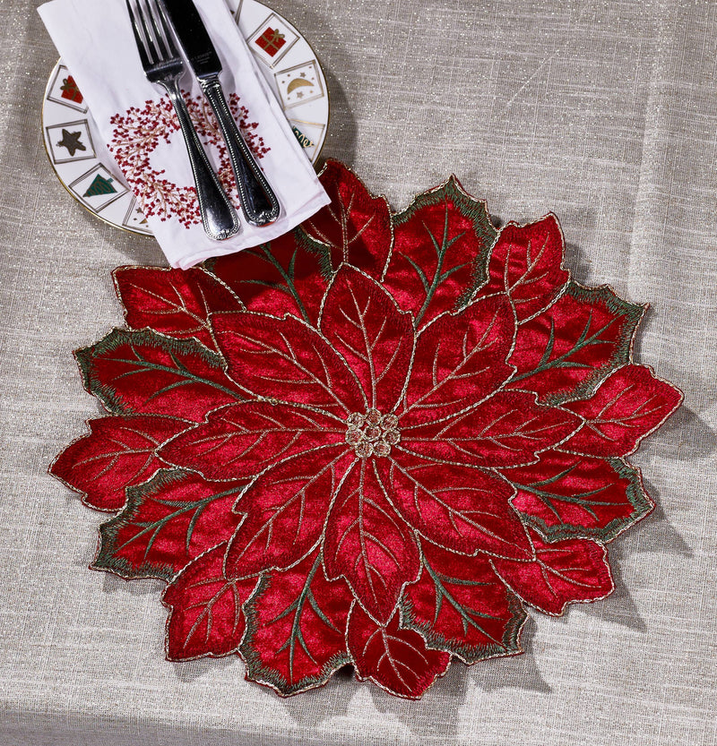 Velvet Red Poinsettia Placemat