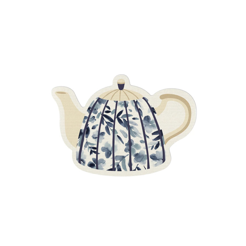 Floral Tea Pot Shaped Sponge Cloth Blue