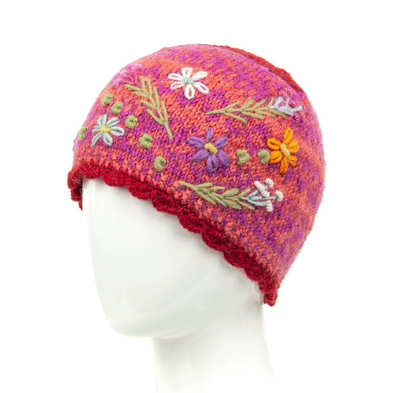 Lost Horizons Canada - Sadie Floral Embroidered Wool Beanie Hat