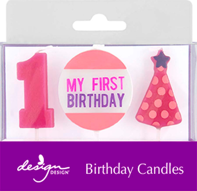 My First Birthday Sculpted Candles-Pink