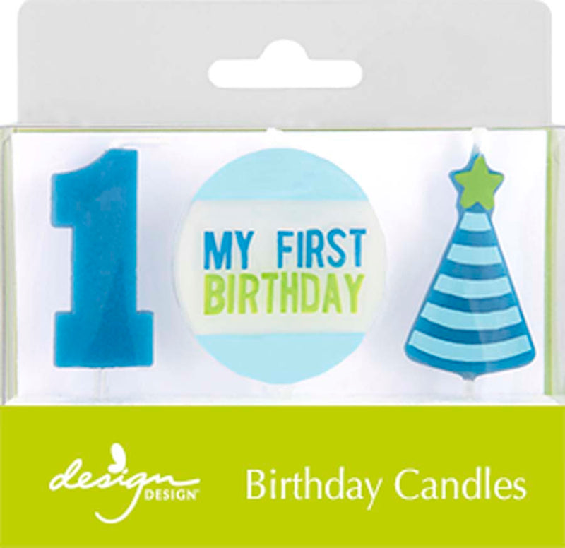 My First Birthday Sculpted Candles Blue