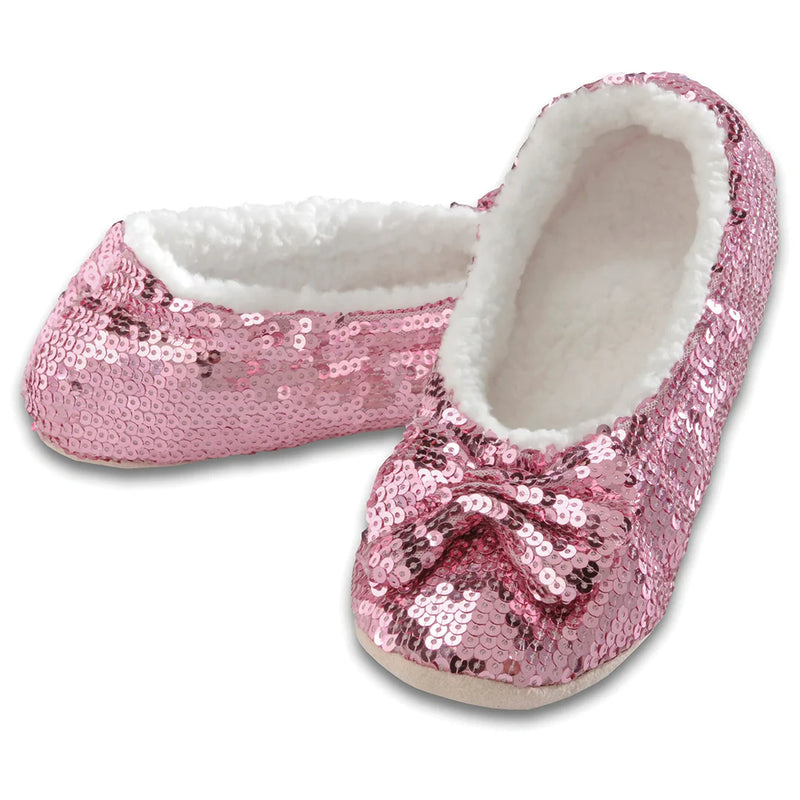 Womens Pink Ballerina Bling Metallic Shine Slippers