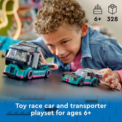 LEGO® City Race Car and Car Carrier Truck Building Toy