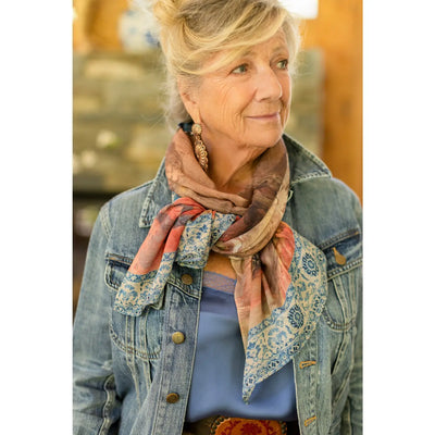 The Storyteller Scarf with Sunflowers and Pottery Print🌻🏺