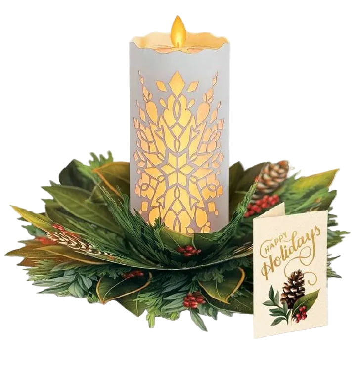 Light Up Holiday Candle Pop-Up Greeting Card