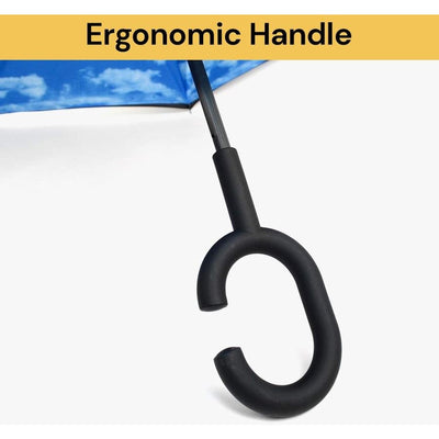 Purple Flower Double Layer Inverted Umbrella Shaped Handle