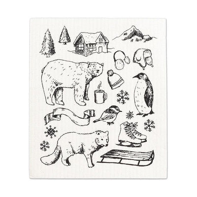 Winter Sketch Icon Dishcloths. Set of 2