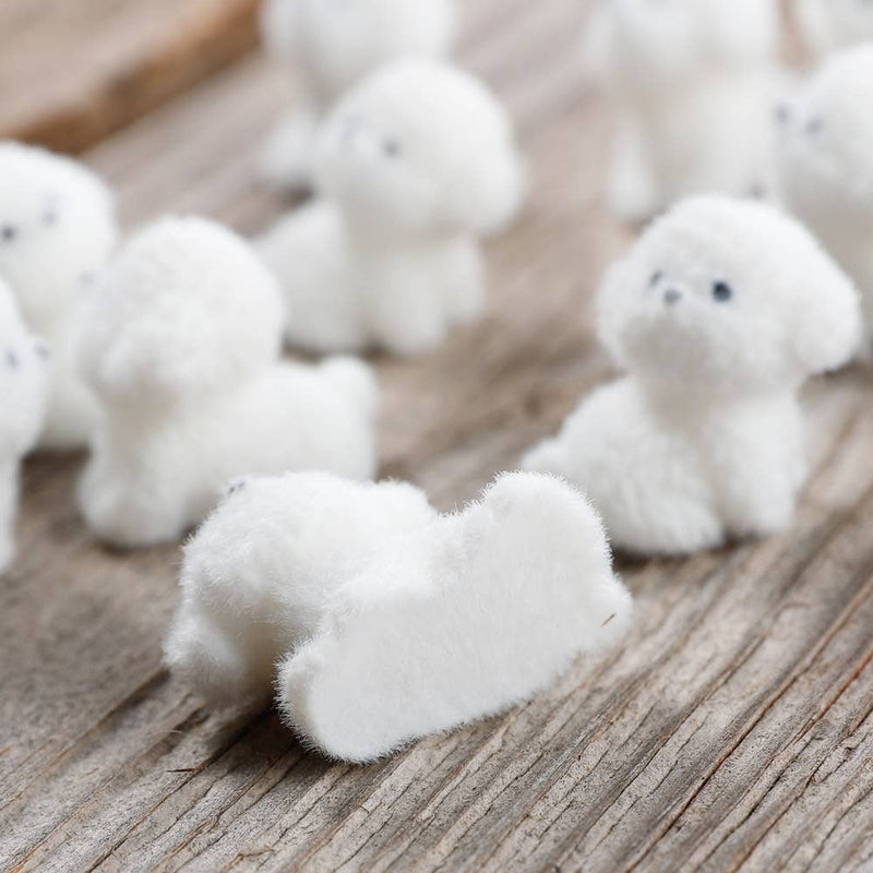 Flocked White Mini Baby Puppy Dog - Sold Individually