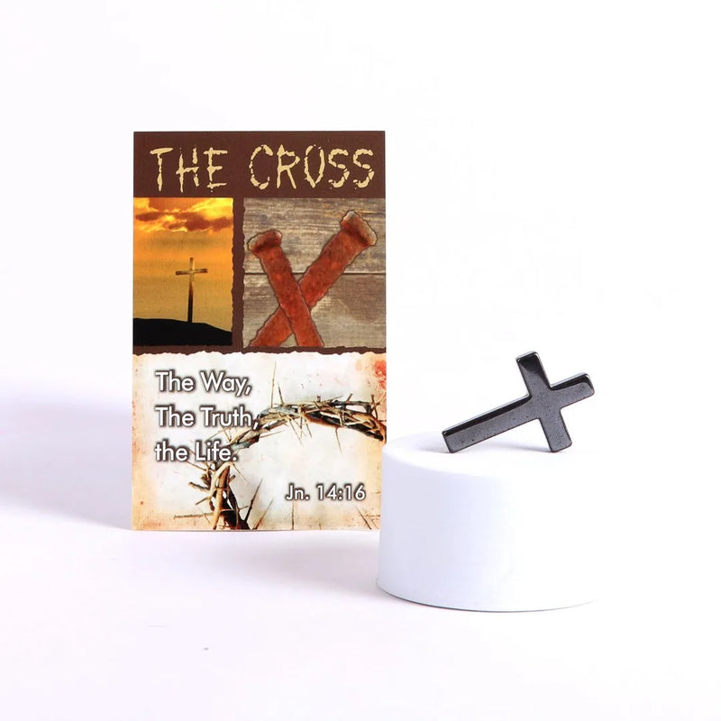 Hematite Rock Pocket Cross with “The Cross” Card