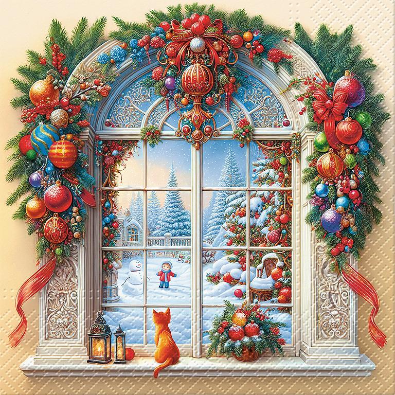Luncheon Holiday Arch Decor Napkins.