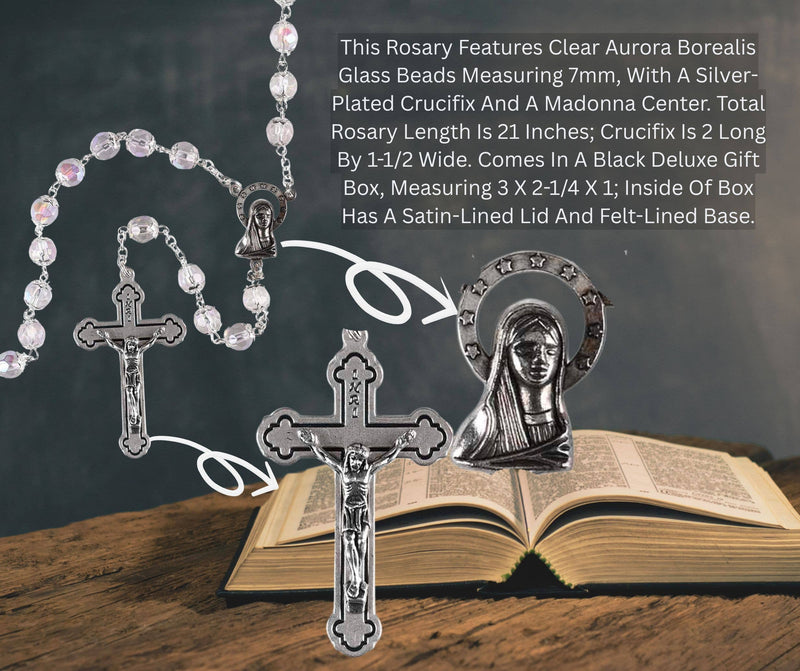 Rosary Crystal Aurora Borealis Glass 21L