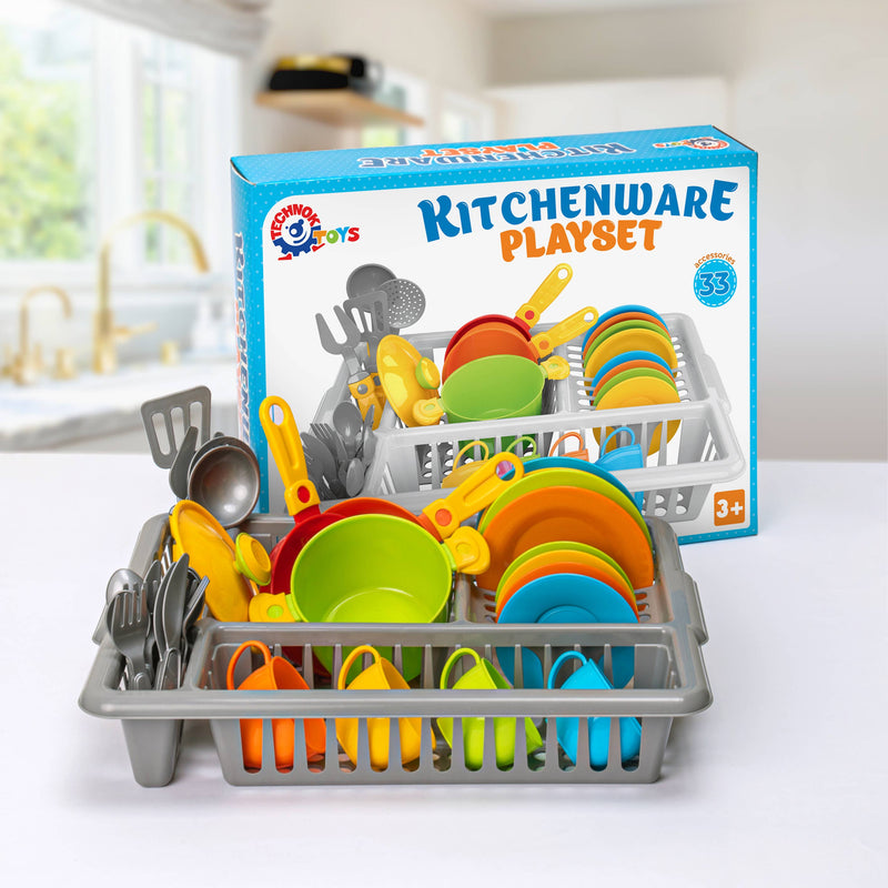 Play Dishes for Kids Kitchen - 33 Pcs Pretend Play- Made in Ukraine