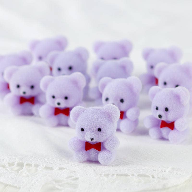 1" Miniature Lavender Flocked Teddy Bears