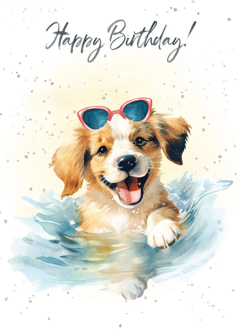 Swimming Pup Birthday Card