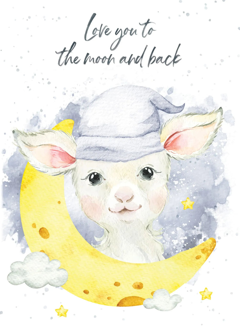 Moon and Back Baby Card