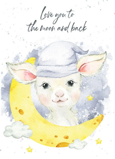 Moon and Back Baby Card
