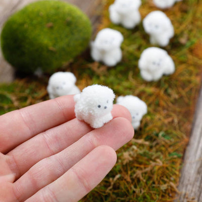 Flocked White Mini Baby Puppy Dog - Sold Individually