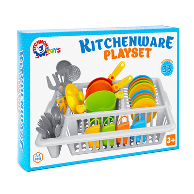 Play Dishes for Kids Kitchen - 33 Pcs Pretend Play- Made in Ukraine