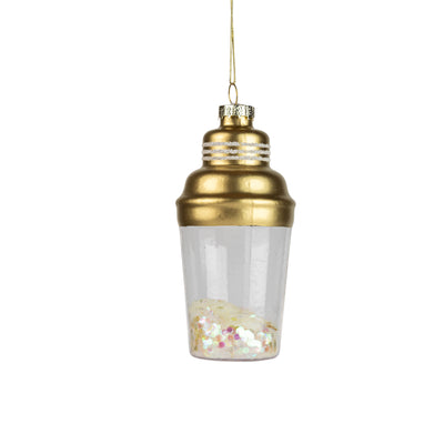 Glass cocktail shaker ornament