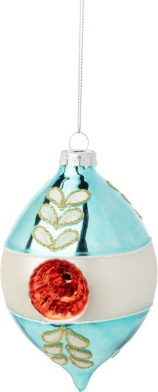 Blue Glass drop multi reflector ornament