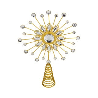 Gold Wire starburst tree topper with clear gems