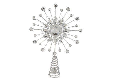 Silver Wire starburst tree topper with clear gems