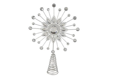 Silver Wire starburst tree topper with clear gems