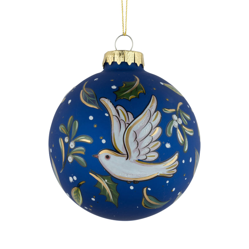 Glass ball ornament, dove of peace, gold peace