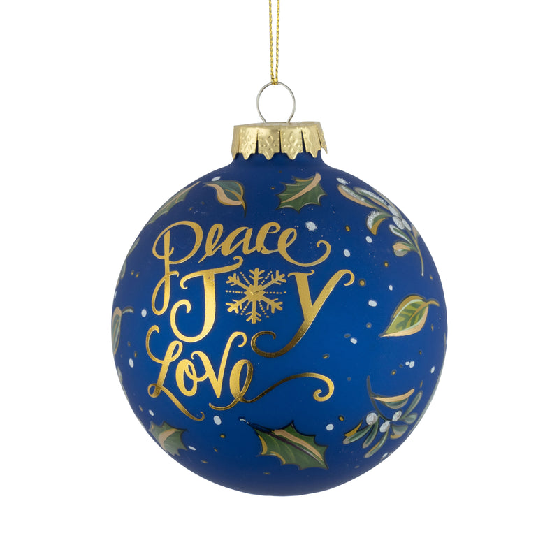Glass ball ornament, dove of peace, gold peace