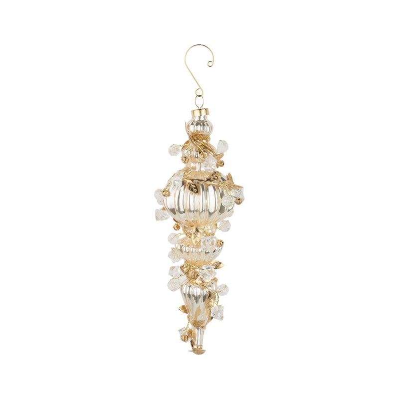 Blown glass pale gold finial wrapped in fine gold