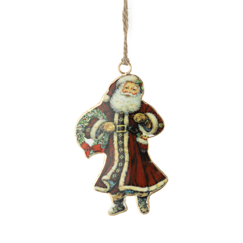 Vintage Santa holding Wreath